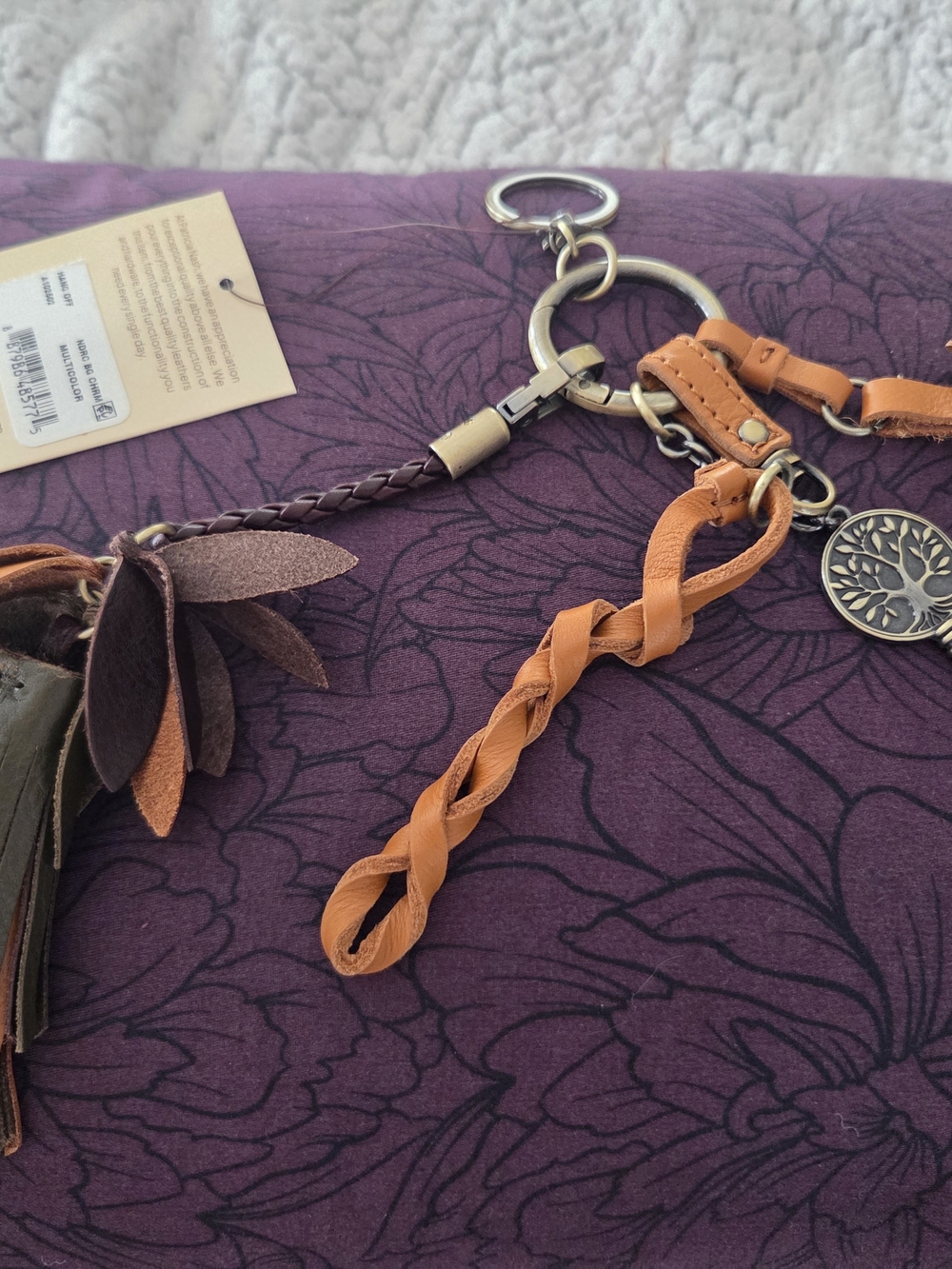 Patricia Nash Braided Leather Tassel Key & Card Holder - Tan